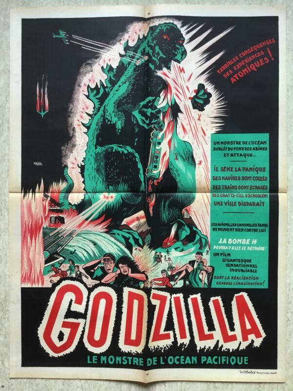 Affiche originale de cinéma du film Godzilla de 1954 réalisé par Ishiro Honda (film de Kaiju)