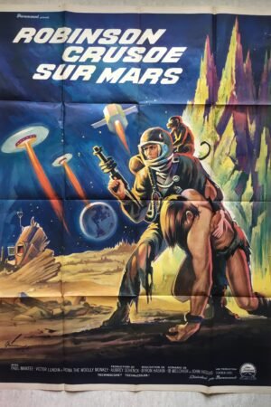 Grande affiche originale de cinéma du film Robinson Crusoé sur Mars.