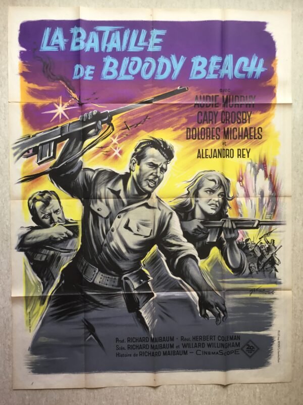 Affiche de cinéma vintage de la bataille de bloody beach