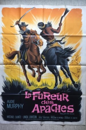 Affiche de cinéma vintage et originale du film la fureur des apaches