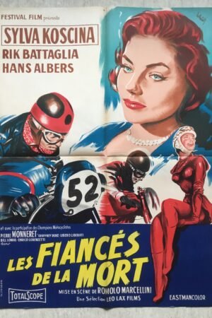 affiche de cinema vintage les fiancés de la mort (courses de motos)
