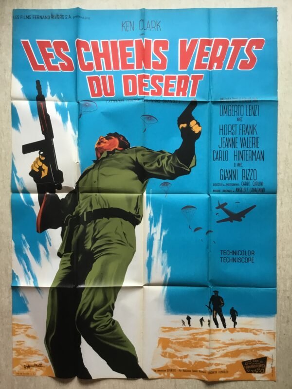 affiche originale de cinéma les chiens verts du désert (lithographie) 1968