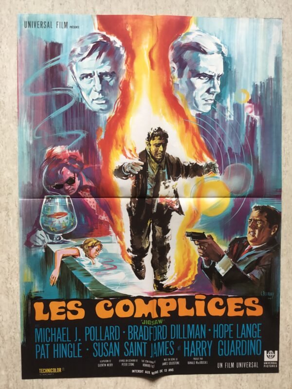 Affiche vintage de cinéma du film Les complices (1968)