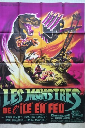 affiche originale de cinéma (litho) les monstres de l'ile en feu.