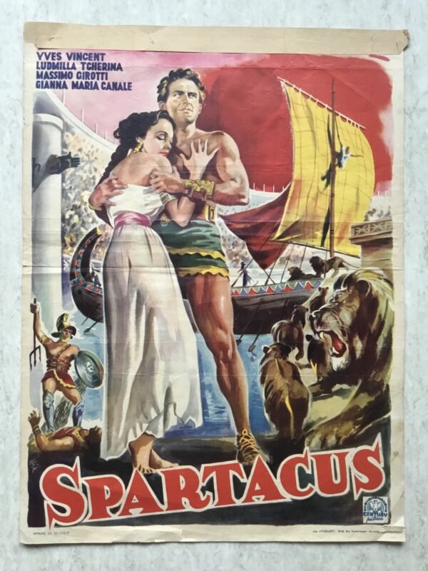 affiche de cinema belge Spartacus 1953